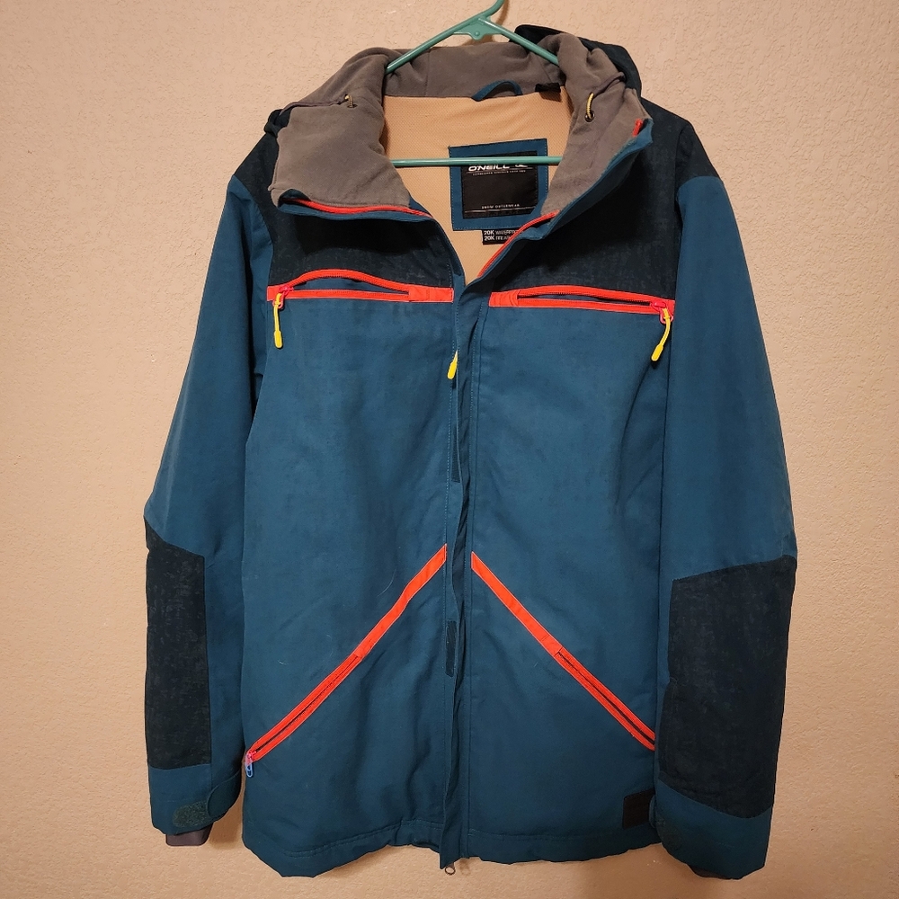 O'Neill Men's Quest Snow Jacket Green Blue Sz M EUC Firewall Thinsulate Hyperdry